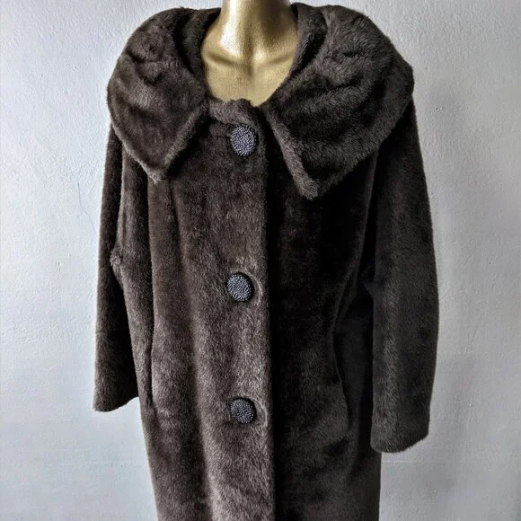 Vintage Jackets Coats Vintage Faux Mink Fur Swing Coat